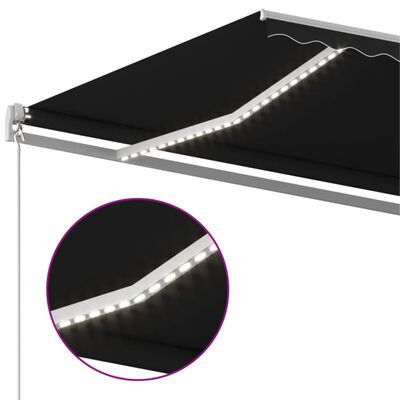 vidaXL Manuell uttrekkbar markise med LED 400x350 cm antrasitt