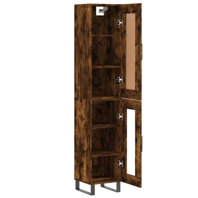 vidaXL Highboard røkt eik 34,5x34x180 cm konstruert tre