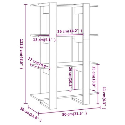 vidaXL Bokhylle/romdeler røkt eik 80x30x123,5 cm