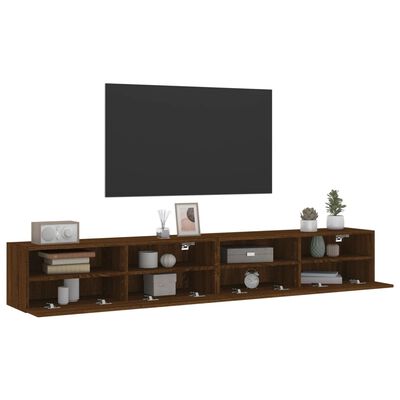 vidaXL Vegghengte TV-benker 2 stk brun eik 100x30x30 cm konstruert tre