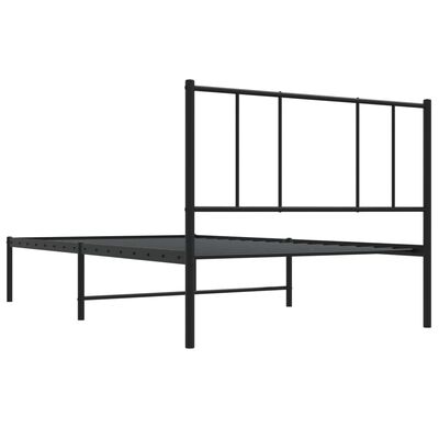 vidaXL Sengeramme i metall med hodegavl svart 75x190 cm