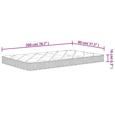 vidaXL Skummadrass middels myk 80x200 cm