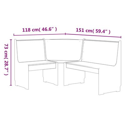 vidaXL Hjørnebenk REINE 151 cm heltre furu honningbrun og grå