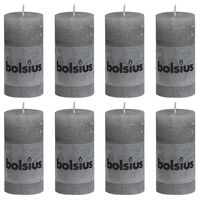 Bolsius Rustikke søylelys 8 stk 100x50 mm lysegrå