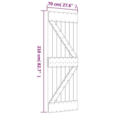 vidaXL Skyvedør med monteringstilbehør 70x210 cm heltre furu