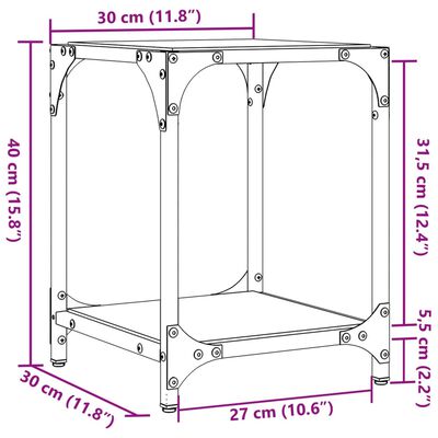 vidaXL Sofabord med gjennomsiktig glassplate 2 stk 30x30x40 cm stål