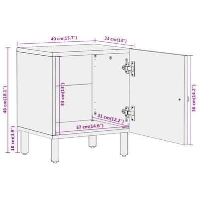 vidaXL Nattbord 2 stk 40x33x46 cm heltre mango