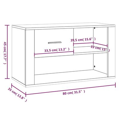 vidaXL Skoskap røkt eik 80x35x45 cm konstruert tre