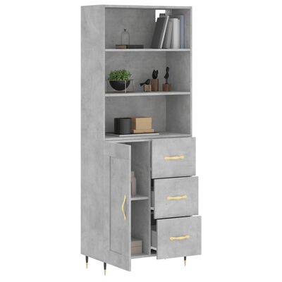 vidaXL Highboard betonggrå 69,5x34x180 cm konstruert tre