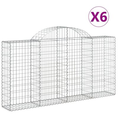 vidaXL Gabionkurver buede 6 stk 200x30x100/120 cm galvanisert jern