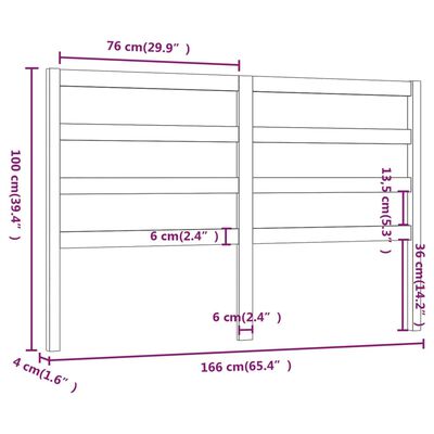 vidaXL Sengegavl honningbrun 166x4x100 cm heltre furu