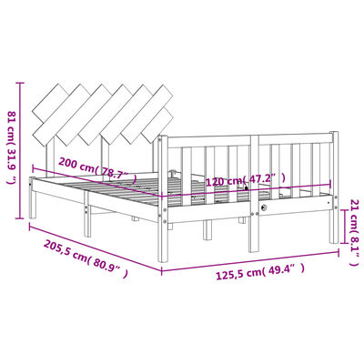 vidaXL Sengeramme med hodegavl 120x200 cm heltre