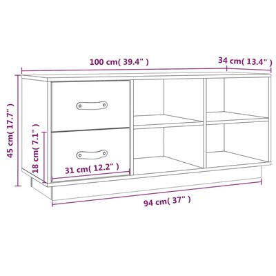 vidaXL Skobenk grå 100x34x45 cm heltre furu