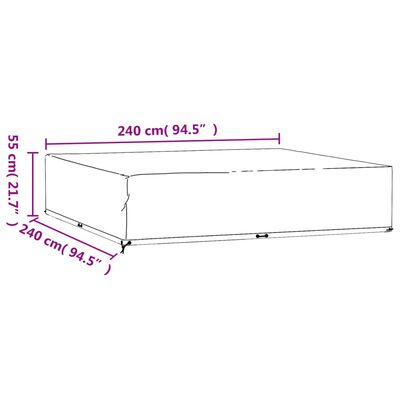 vidaXL Hagemøbeltrekk 16 maljer 240x240x55 cm firkantet