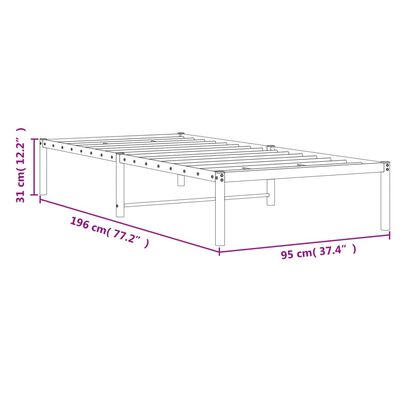 vidaXL Sengeramme i metall svart 90x190 cm