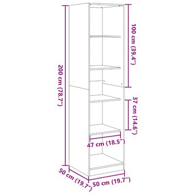 vidaXL Garderobe hvit 50x50x200 cm konstruert tre