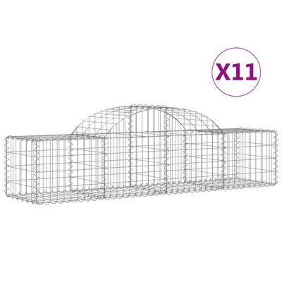 vidaXL Gabionkurver buede 11 stk 200x50x40/60 cm galvanisert jern