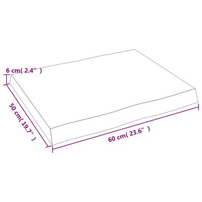 vidaXL Bordplate 60x50x(2-6) cm ubehandlet heltre eik naturlig kant