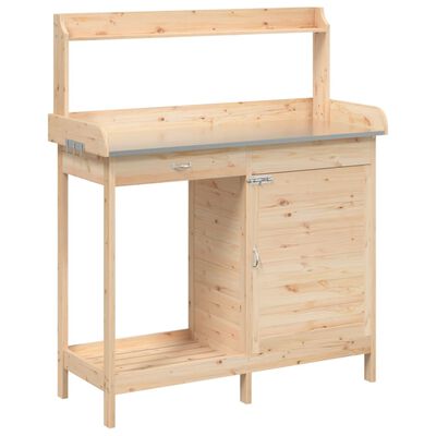 vidaXL Pottebord med skap 110,5x45x124,5 cm heltre gran