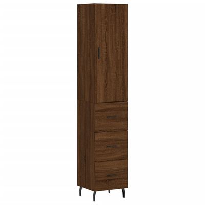 vidaXL Highboard brun eik 34,5x34x180 cm konstruert tre