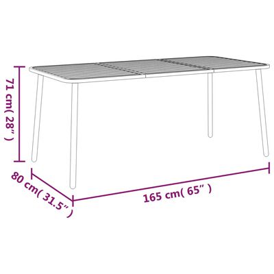 vidaXL Hagebord antrasitt 165x80x71 cm stål