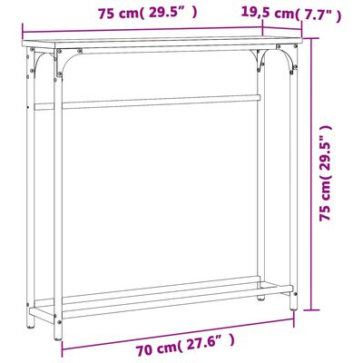 vidaXL Konsollbord svart 75x19,5x75 cm konstruert tre