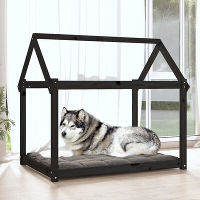 vidaXL Hundeseng svart 111x80x100 cm heltre furu