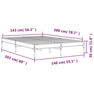 vidaXL Sengeramme svart 140x200 cm konstruert tre og metall