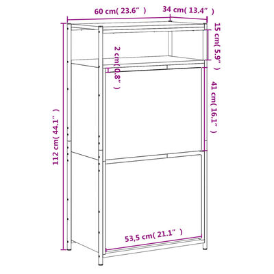 vidaXL Skoskap røkt eik 60x34x112 cm konstruert tre