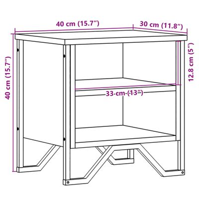 vidaXL Nattbord brun eik 40x30x40 cm konstruert tre