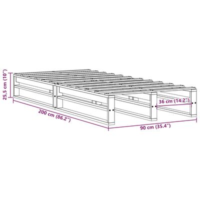 vidaXL Sengeramme uten madrass hvit 90x200 cm heltre furu