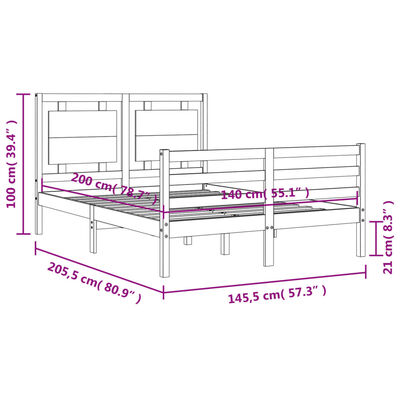 vidaXL Sengeramme med hodegavl 140x200 cm heltre