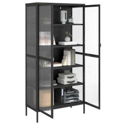 vidaXL Highboard svart 85x40x180 cm glass og stål