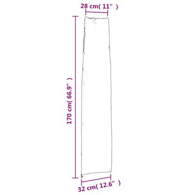 vidaXL Hageparasollrekk svart 170x28/32 cm 420D oxford