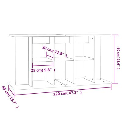 vidaXL Akvariumstativ høyglans hvit 120x40x60 cm konstruert tre