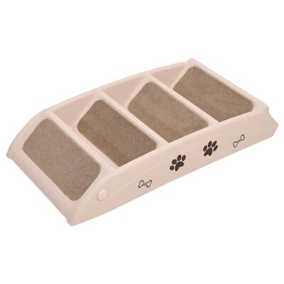 vidaXL Hundetrapp sammenleggbar kremhvit 62x40x49,5 cm