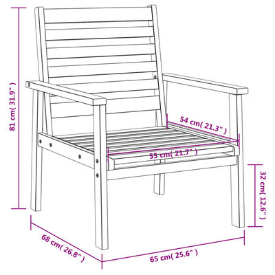 vidaXL Utendørs sofastol 2 stk 66,5x65x81 cm heltre akasie