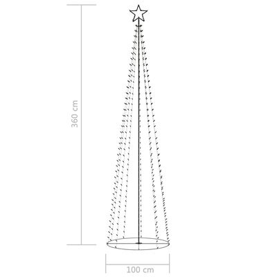 vidaXL Juletre kjegle 400 fargerike lysdioder 100x360 cm