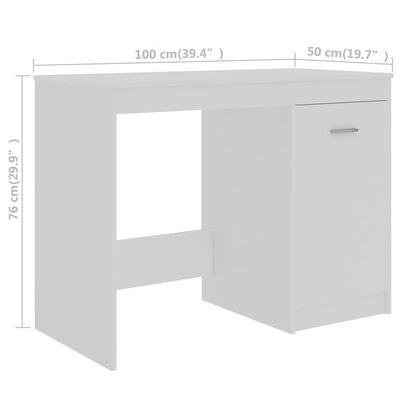 vidaXL Skrivebord hvit 140x50x76 cm konstruert tre