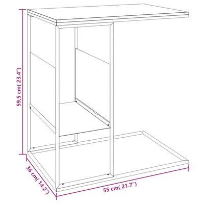 vidaXL Sidebord svart 55x36x59,5 cm konstruert tre