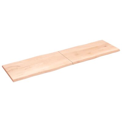 vidaXL Bordplate 220x60x(2-4) cm ubehandlet heltre eik naturlig kant