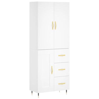 vidaXL Highboard hvit 69,5x34x180 cm konstruert tre