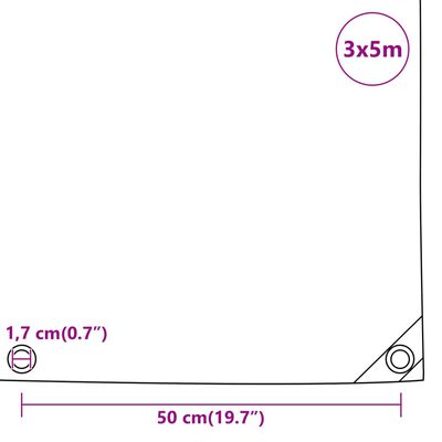 vidaXL Presenning antrasitt 3x5 m 650 g/m²