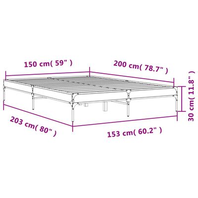 vidaXL Sengeramme grå sonoma 150x200 cm konstruert tre og metall