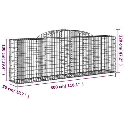 vidaXL Gabionkurver buede 2 stk 300x50x100/120 cm galvanisert jern