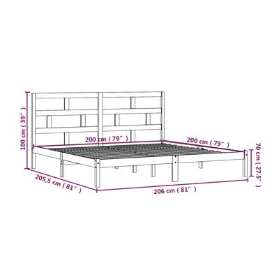 vidaXL Sengeramme hvit heltre furu 200x200 cm