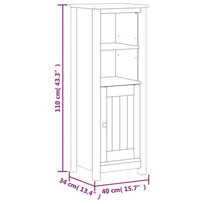 vidaXL Baderomsskap BERG hvit 40x34x110 cm heltre furu