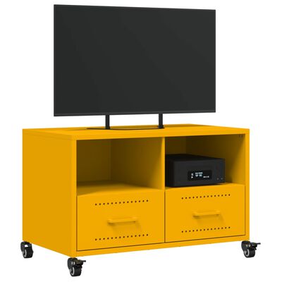 vidaXL TV-benk sennepsgul 68x39x43,5 cm stål