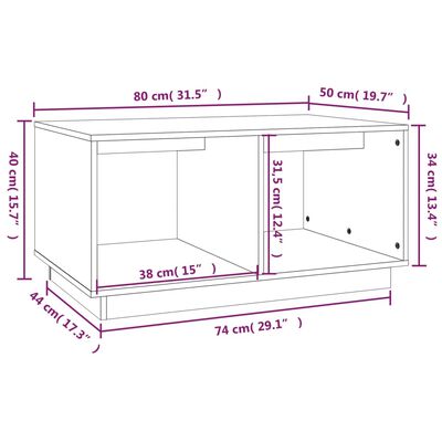 vidaXL Salongbord honningbrun 80x50x40 cm heltre furu