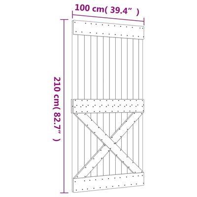 vidaXL Skyvedør med monteringstilbehør 100x210 cm heltre furu